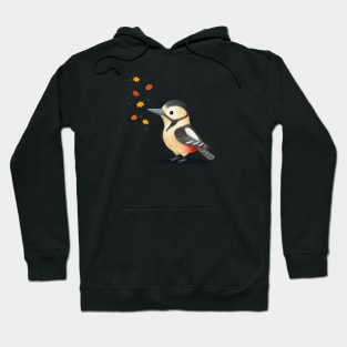 Great Spotted Woodpecker with fall leaves Hoodie